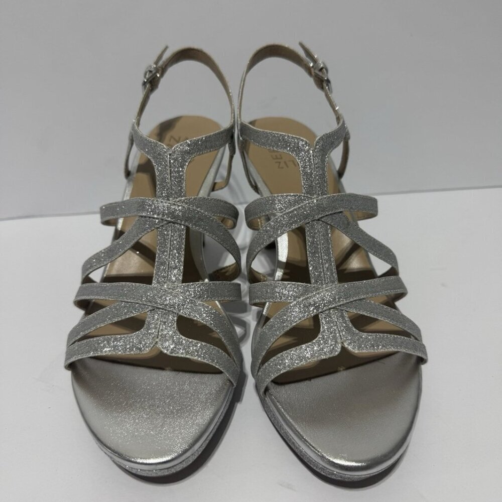 Naturalizer Womens Baylor Sandal Silver Glitter Size 10 M - Picture 3 of 6